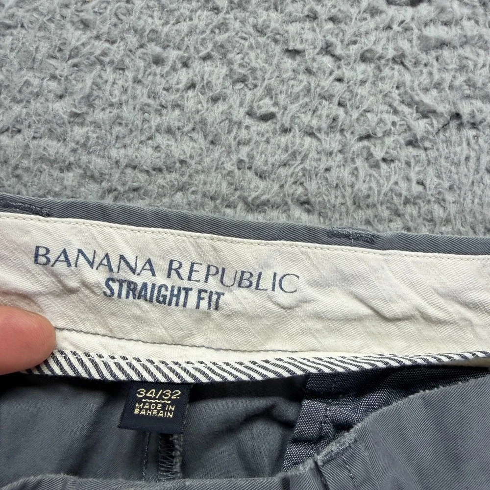 Banana Republic Pant Men 34x32 Gray Cotton Chino Straight Business Preppy Career